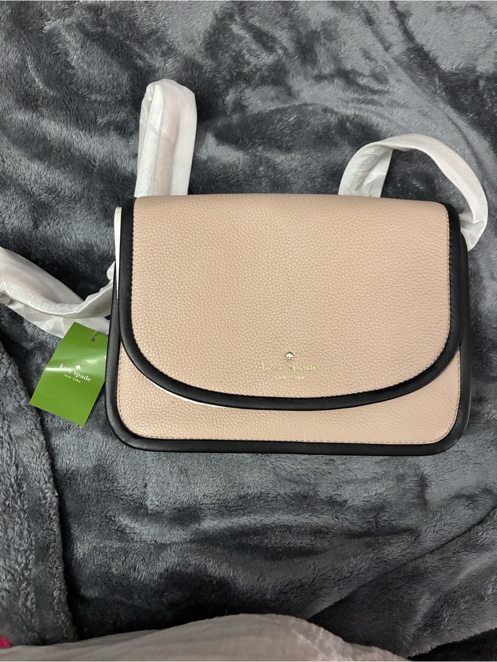 Kate Spade Ivy Ward Flap Crossbody in “rose cloud”- Blush/Black